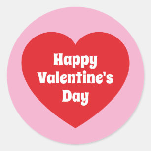 Minimalistisches Frohes Valentinstag-Rotes-Herz Ro Runder Aufkleber