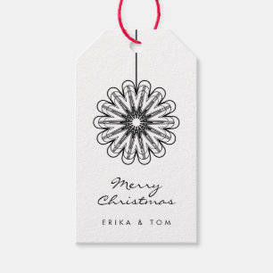 Minimalistisches frohes Weihnachten moderne Blumen Geschenkanhänger