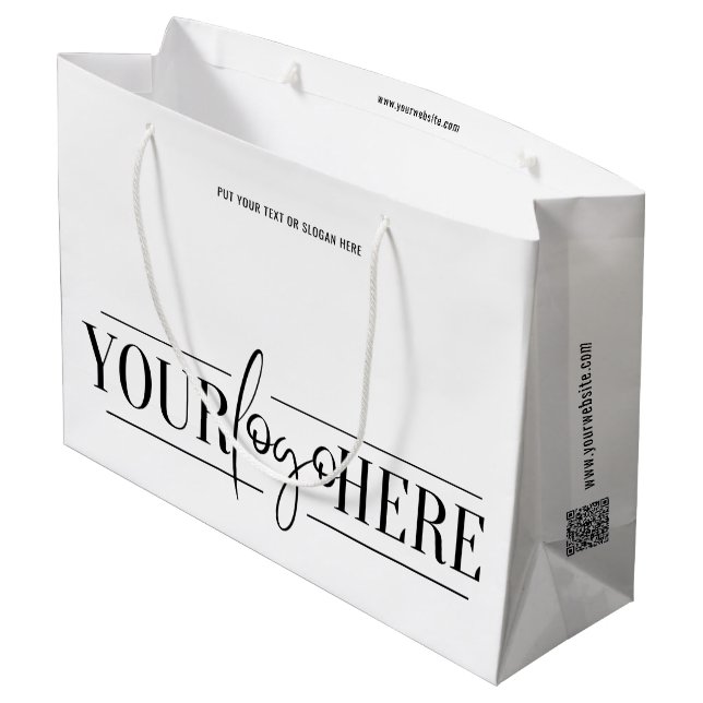 Minimalistisches, für die Werbung bestimmtes Logo  Große Geschenktüte (Rückseite Schrägansicht)