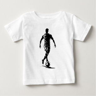 Minimalistisches Fußballspieler-Silhouetten-Kunst- Baby T-shirt