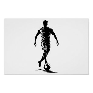 Minimalistisches Fußballspieler-Silhouetten-Kunstp Poster