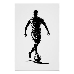 Minimalistisches Fußballspieler-Silhouetten-Kunstp Poster
