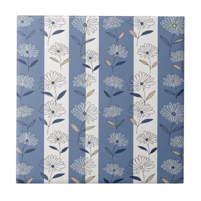 Minimalistisches Gänseblümchen-Blumenmuster (1) Fliese (Vorderseite)