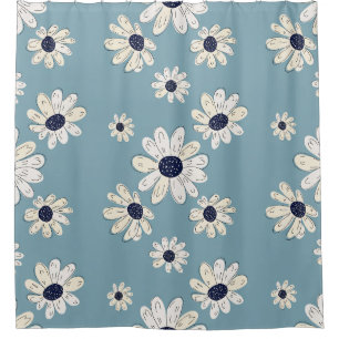 Minimalistisches Gänseblümchen-Blumenmuster (2) Duschvorhang