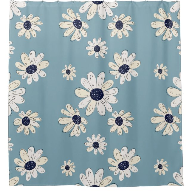 Minimalistisches Gänseblümchen-Blumenmuster (2) Duschvorhang (Vorderseite)