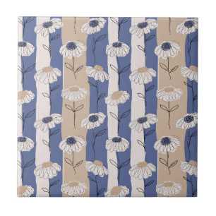 Minimalistisches Gänseblümchen-Blumenmuster (4) Fliese