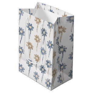 Minimalistisches Gänseblümchen-Blumenmuster (4) Mittlere Geschenktüte