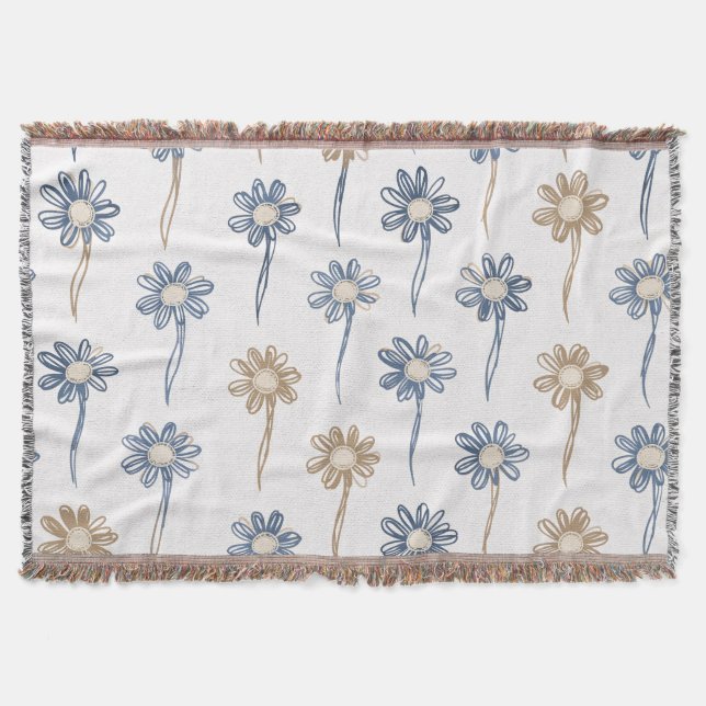 Minimalistisches Gänseblümchen-Blumenmuster (5) Decke (Vorderseite)