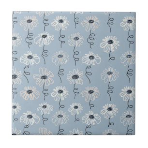 Minimalistisches Gänseblümchen-Blumenmuster (7) Fliese