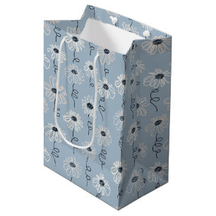 Minimalistisches Gänseblümchen-Blumenmuster (7) Mittlere Geschenktüte