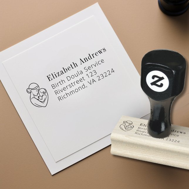 Minimalistisches Geburtsdoula-Logo Gummistempel (Minimalist Birth Doula Logo Rubber Stamp)