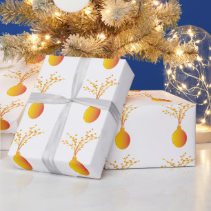 Minimalistisches gelbes Vasen-Blumenverpackungspap Geschenkpapier