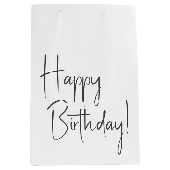 Minimalistisches Gender Neutral Happy Birthday Mittlere Geschenktüte (Vorderseite)