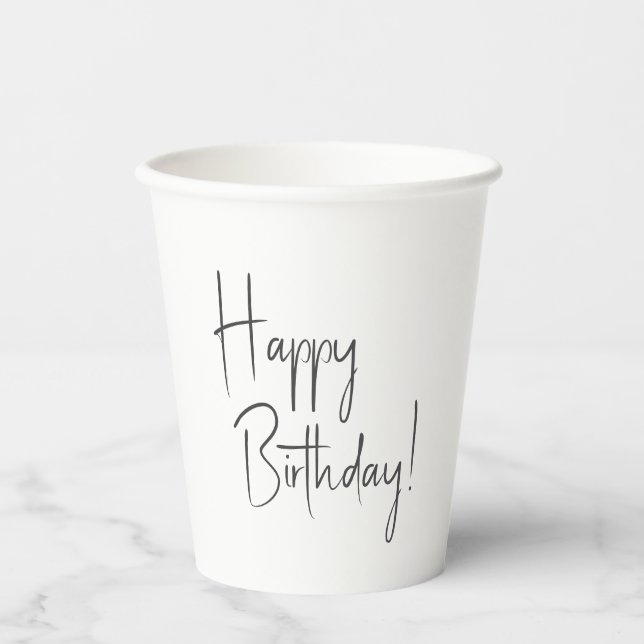 Minimalistisches Gender Neutral Happy Birthday Pappbecher (Vorderseite)