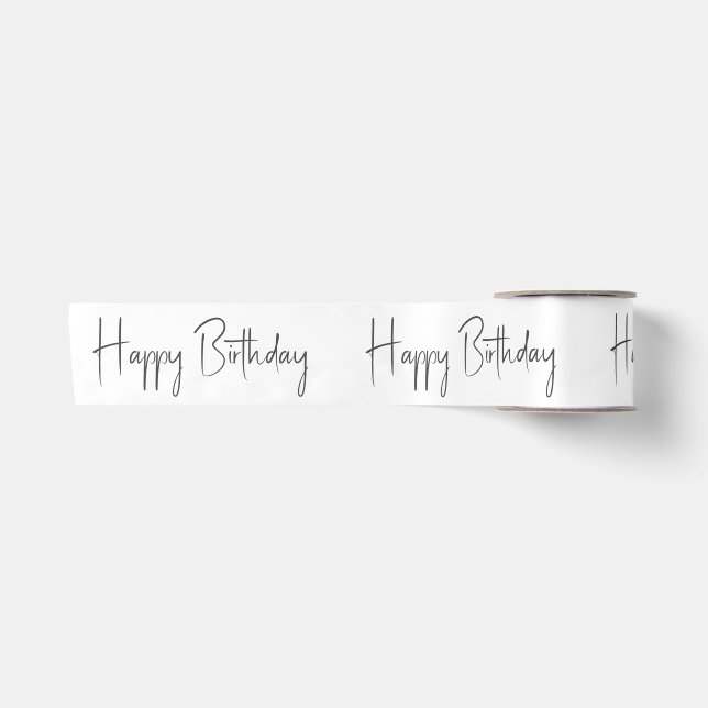 Minimalistisches Gender Neutral Happy Birthday Satinband (Vorderseite)