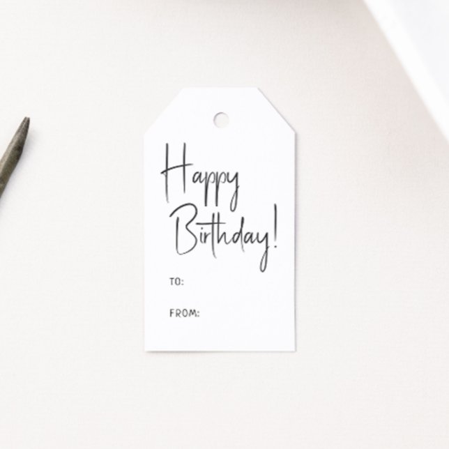 Minimalistisches Gender Neutral Happy Geburtstag! Geschenkanhänger (Von Creator hochgeladen)