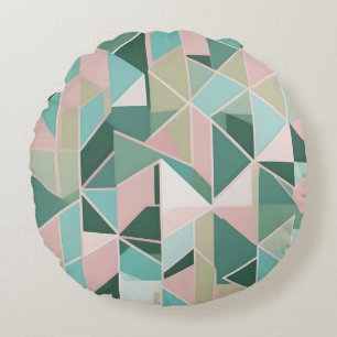 Minimalistisches geometrisches Muster in Pastellfa Rundes Kissen
