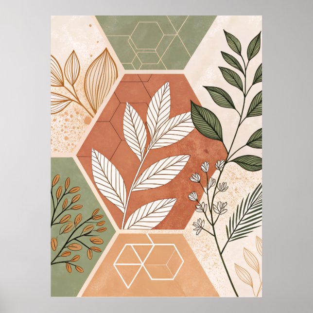 Minimalistisches geometrisches und botanisches Pos Poster (Vorne)