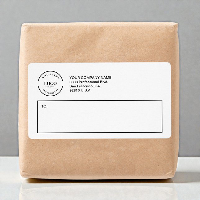 Minimalistisches Geschäft Individuelles Logo Rücks (SImple, easy to use shipping with return address labels. Custom business logo and address.)