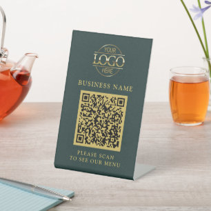 Minimalistisches Geschäft-Logo QR-Code-Menü kontak Sockelschild