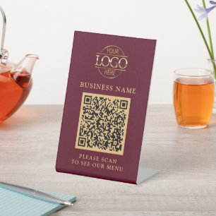 Minimalistisches Geschäft-Logo QR-Code-Menü kontak Sockelschild