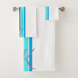 Minimalistisches Geschenk mit blauen und weißen St Badhandtuch Set