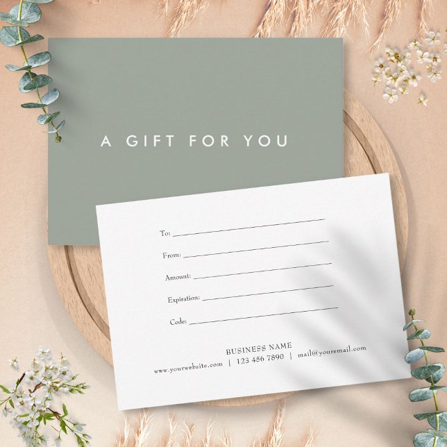 Minimalistisches Geschenkgutschein für Fettleber (Minimalist Bold Sage Green Gift Certificate)