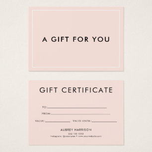 Minimalistisches Geschenkzertifikat "Blush Pink"