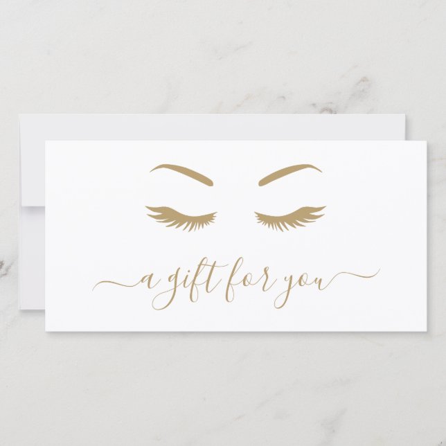 Minimalistisches Geschenkzertifikat "Gold Lashes" (Vorderseite)