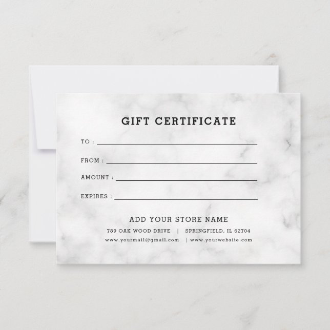 Minimalistisches Geschenkzertifikat mit Logo (Vorderseite)