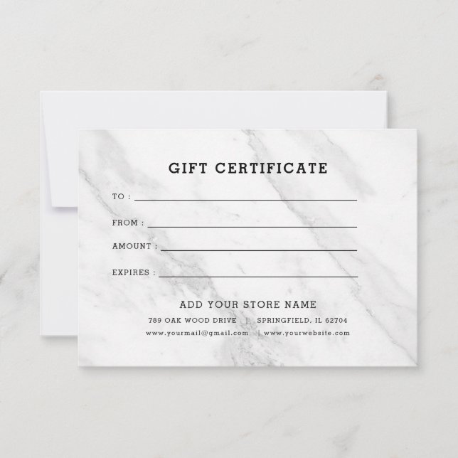 Minimalistisches Geschenkzertifikat mit Logo (Vorderseite)