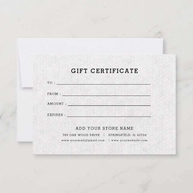 Minimalistisches Geschenkzertifikat mit Logo (Vorderseite)