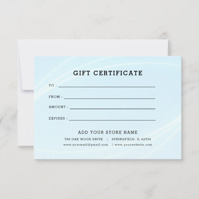 Minimalistisches Geschenkzertifikat mit Logo (Vorderseite)