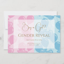 Minimalistisches Geschlecht in Rosa und Blau Gold Einladung