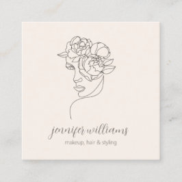 Minimalistisches Gesicht Beauty Logo Makeust Künst Quadratische Visitenkarte