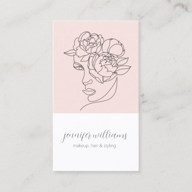 Minimalistisches Gesicht Beauty Logo Makeust Künst Visitenkarte (Vorderseite)
