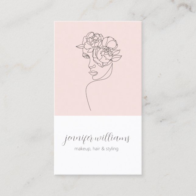Minimalistisches Gesicht Beauty Logo Makeust Künst Visitenkarte (Vorderseite)