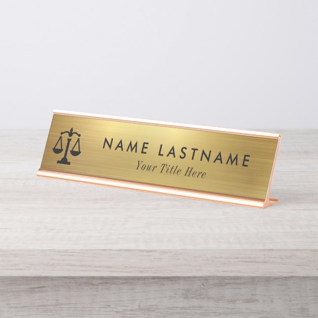 Minimalistisches Gold-Anwaltsbüro Schreibtischnamensplakette (Vorderseite )