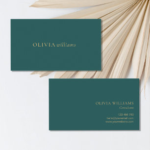 Minimalistisches Gold Aquamarin Einfach Beruflich Visitenkarte