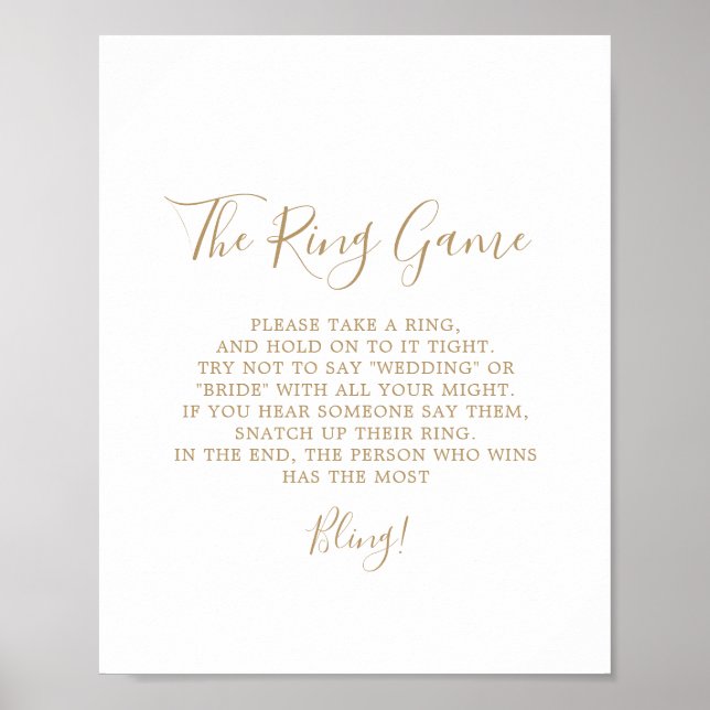 Minimalistisches Gold auf dem Ring Game Sign Poster (Vorne)