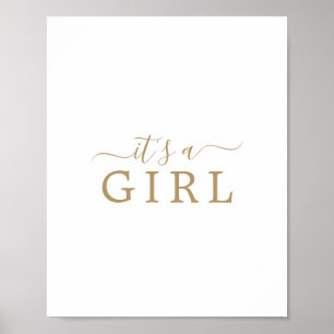 Minimalistisches Gold-Baby-Shower It's-a-Girl-Schi Poster