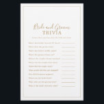 Minimalistisches Gold Bridge und Groom Trivia Spie Flyer<br><div class="desc">Dieses minimalistische Goldbride- und Bräutigam-Trivialspiel ist perfekt für einen einfachen Polterabend. Das moderne romantische Design besticht durch klassische Goldtypografie und Weiß, gepaart mit einer rustikalen und eleganten Kalligraphie mit Vintagem handgeschriebenem Stil. Anpassbar in jeder Farbe. Behalt das Design einfach und elegant, wie es ist, oder personalisiere es durch Hinzufügen von...</div>