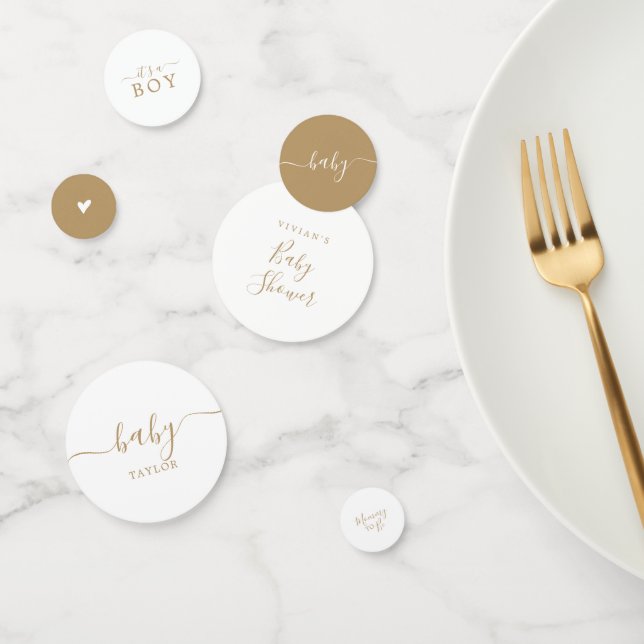 Minimalistisches Gold Es ist ein Baby-Duschtisch Konfetti (Gruppe)