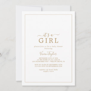 Minimalistisches Gold Es ist eine Girl Baby Dusche Einladung