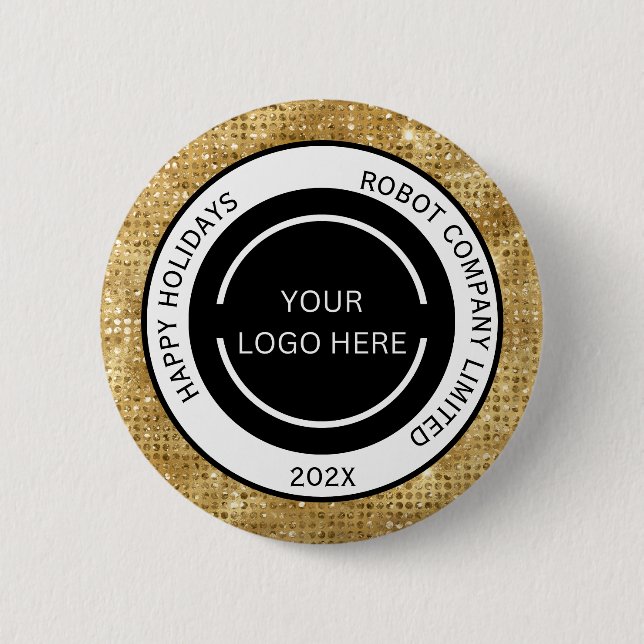 Minimalistisches Gold Firmenlogo und Name  Button (Vorderseite)