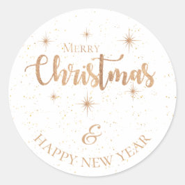 Minimalistisches Gold Frohe Weihnachten und Glück Runder Aufkleber