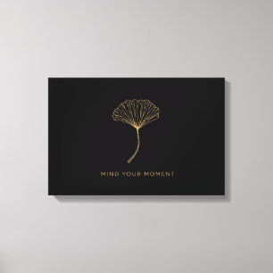 Minimalistisches Gold Ginkgo Blatt Zen Zitat Holz  Leinwanddruck