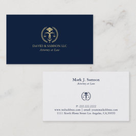 Minimalistisches Gold-Justice-Logo, Royal Blue Bac Visitenkarte