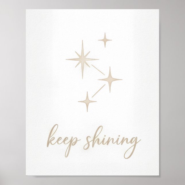 Minimalistisches Gold "Keep Shining" Sternbild  Poster (Vorne)