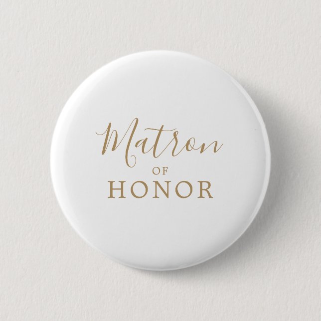 Minimalistisches Gold Matron des EhrenBrautparty Button (Vorderseite)